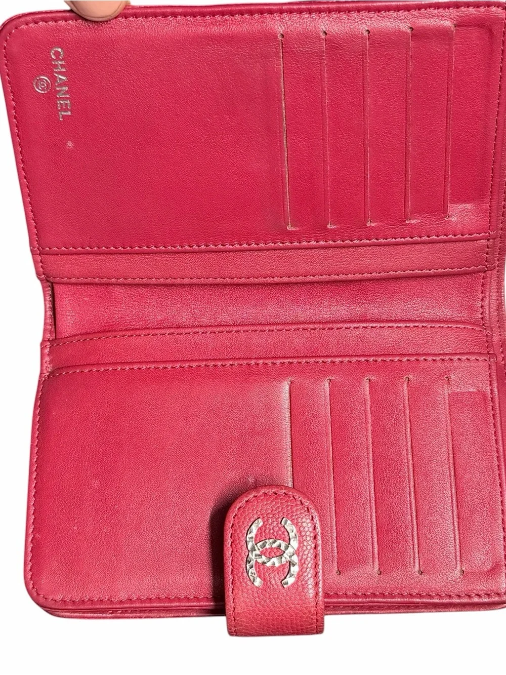 CHANEL Pink Leather Wallet with CC Turn-Lock